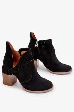 Zamszowe Botki Z Wycięciem Czarne Layne