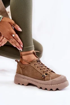 Zamszowe Buty Sportowe Big Star KK274511 Beżowe