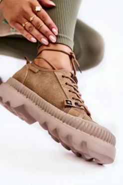 Zamszowe Buty Sportowe Big Star KK274511 Beżowe