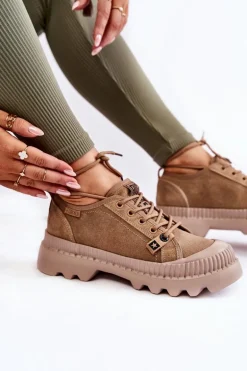 Zamszowe Buty Sportowe Big Star KK274511 Beżowe