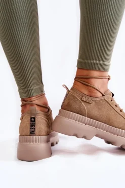 Zamszowe Buty Sportowe Big Star KK274511 Beżowe
