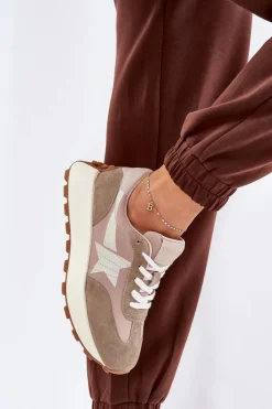 Zamszowe Buty Sportowe Damskie Na Platformie Vinceza 66720 Beżowe