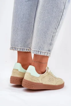 Zamszowe Buty Sportowe Sneakersy Damskie D.Franklin DFSH387005 Limonkowe