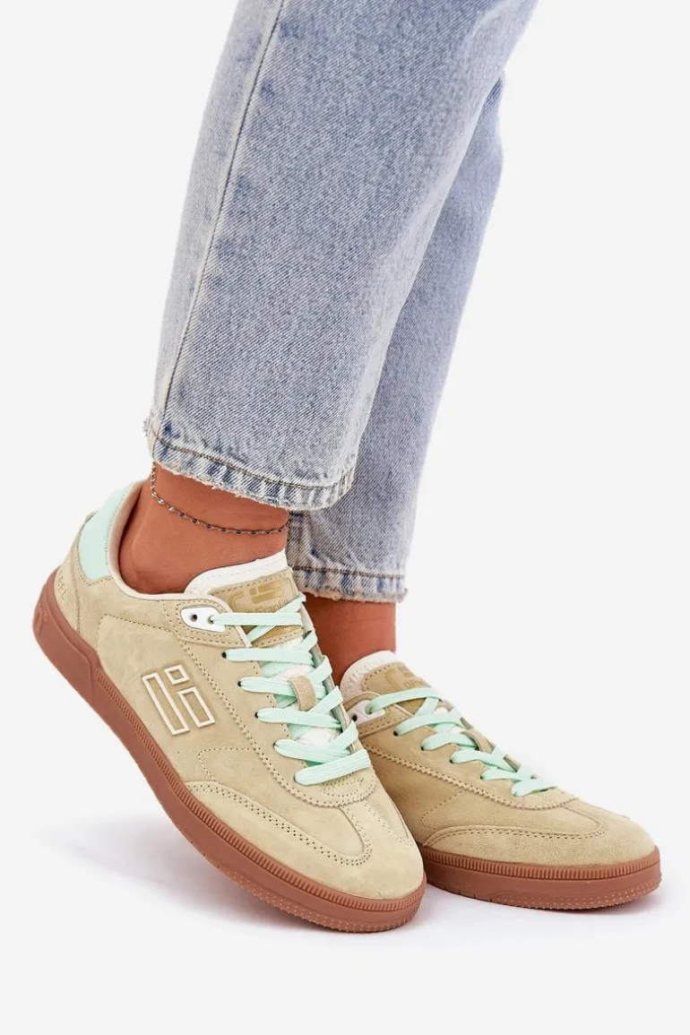 Zamszowe Buty Sportowe Sneakersy Damskie D.Franklin DFSH387005 Limonkowe