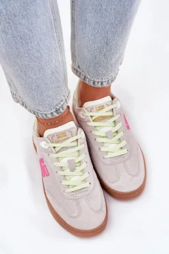 Zamszowe Buty Sportowe Sneakersy Damskie D.Franklin DFSH387005 Zgaszona Biel