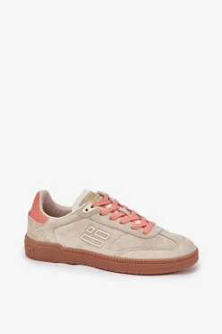 Zamszowe Buty Sportowe Sneakersy Damskie D.Franklin DFSH387005 Beżowe