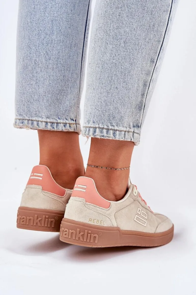 Zamszowe Buty Sportowe Sneakersy Damskie D.Franklin DFSH387005 Beżowe