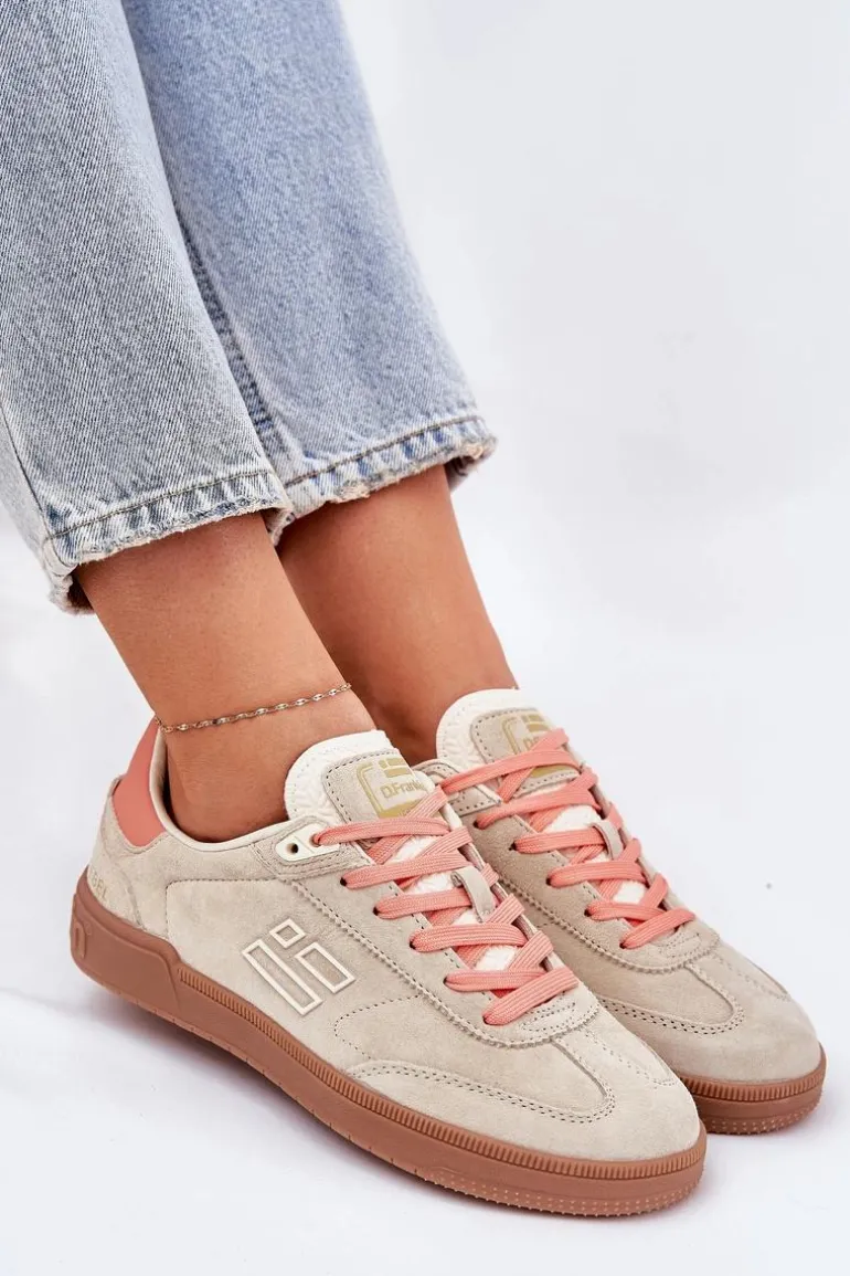 Zamszowe Buty Sportowe Sneakersy Damskie D.Franklin DFSH387005 Beżowe