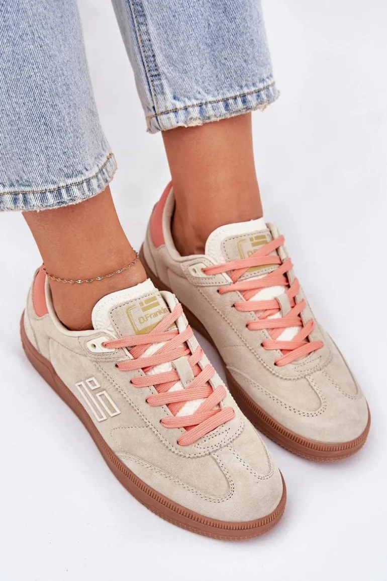 Zamszowe Buty Sportowe Sneakersy Damskie D.Franklin DFSH387005 Beżowe