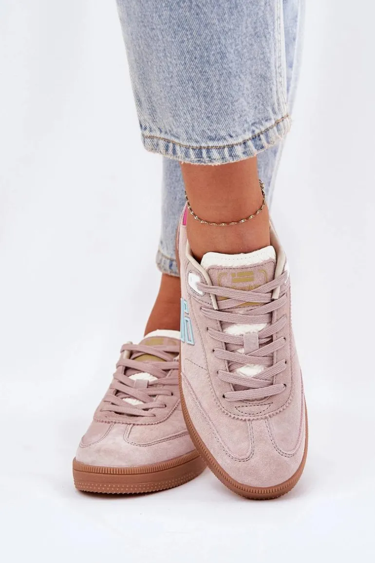 Zamszowe Buty Sportowe Sneakersy Damskie D.Franklin DFSH387005 Brudny Róż