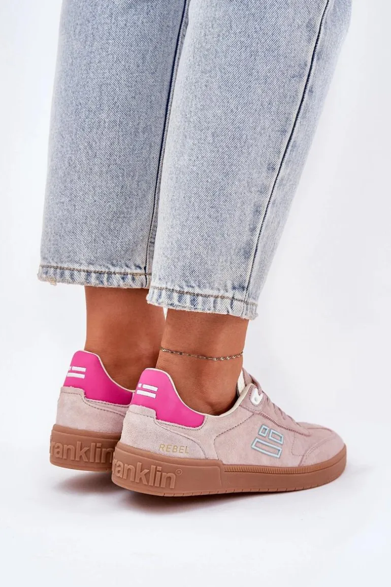 Zamszowe Buty Sportowe Sneakersy Damskie D.Franklin DFSH387005 Brudny Róż