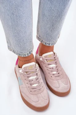Zamszowe Buty Sportowe Sneakersy Damskie D.Franklin DFSH387005 Brudny Róż