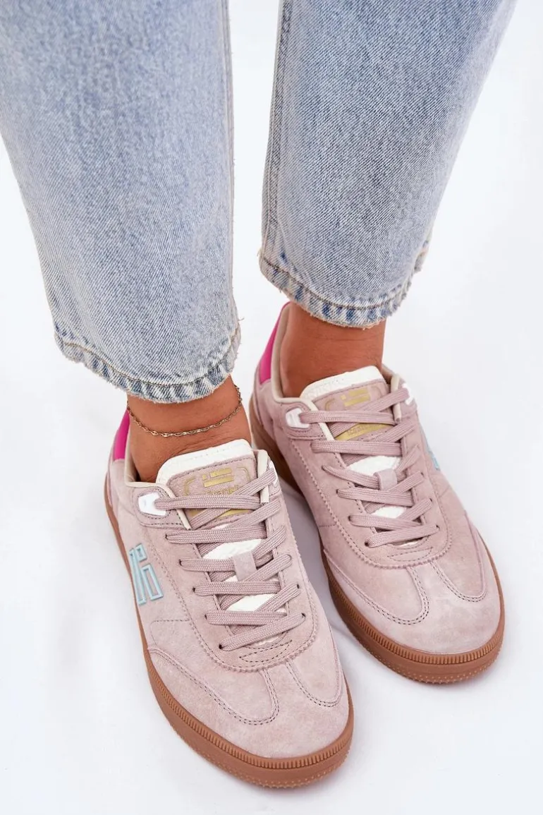 Zamszowe Buty Sportowe Sneakersy Damskie D.Franklin DFSH387005 Brudny Róż