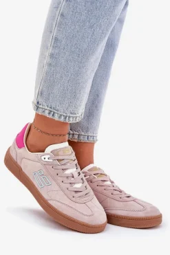Zamszowe Buty Sportowe Sneakersy Damskie D.Franklin DFSH387005 Brudny Róż