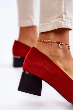 Zamszowe Czółenka La.Fi 230034R-SU Czerwone