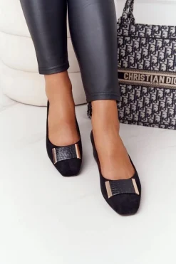 Zamszowe Czółenka Na Obcasie Sergio Leone PB142 Czarne