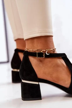 Zamszowe Czółenka Na Obcasie Laura Messi 2309 Czarne