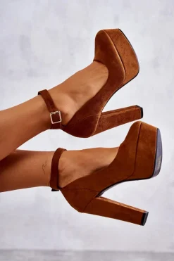 Zamszowe Czółenka Na Platformie Camel Rivia