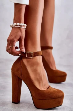 Zamszowe Czółenka Na Platformie Camel Rivia