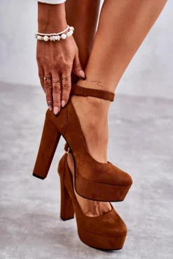 Zamszowe Czółenka Na Platformie Camel Rivia