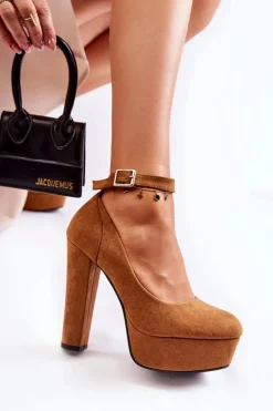 Zamszowe Czółenka Na Platformie Camel Gottie