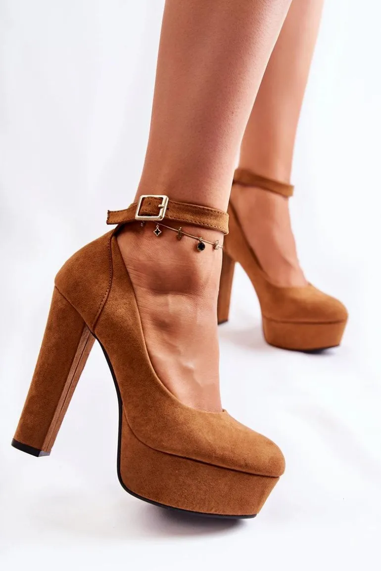 Zamszowe Czółenka Na Platformie Camel Gottie