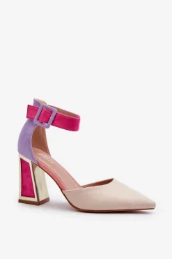 Zamszowe Czółenka Na Słupku Multikolor Lodho