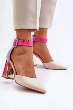 Zamszowe Czółenka Na Słupku Multikolor Lodho