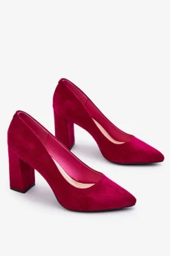 Zamszowe Czółenka Na Słupku Sergio Leone PB216 Fuksja