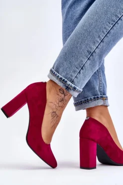 Zamszowe Czółenka Na Słupku Sergio Leone PB216 Fuksja