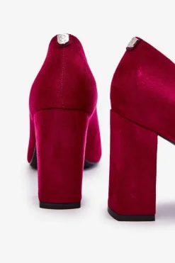 Zamszowe Czółenka Na Słupku Sergio Leone PB216 Fuksja