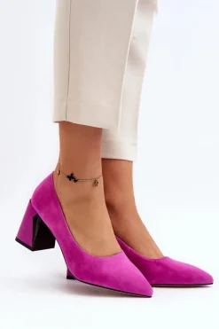 Zamszowe Czółenka Na Słupku Fuksja Alessyndra