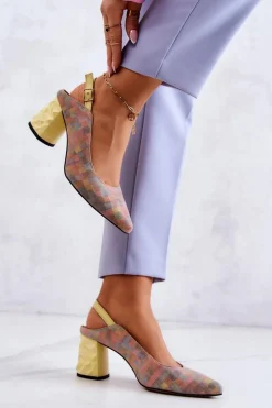 Zamszowe Czółenka Na Słupku Maciejka 05427-39 Multikolor