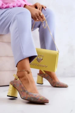 Zamszowe Czółenka Na Słupku Maciejka 05427-39 Multikolor