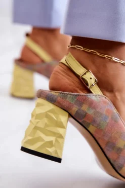 Zamszowe Czółenka Na Słupku Maciejka 05427-39 Multikolor