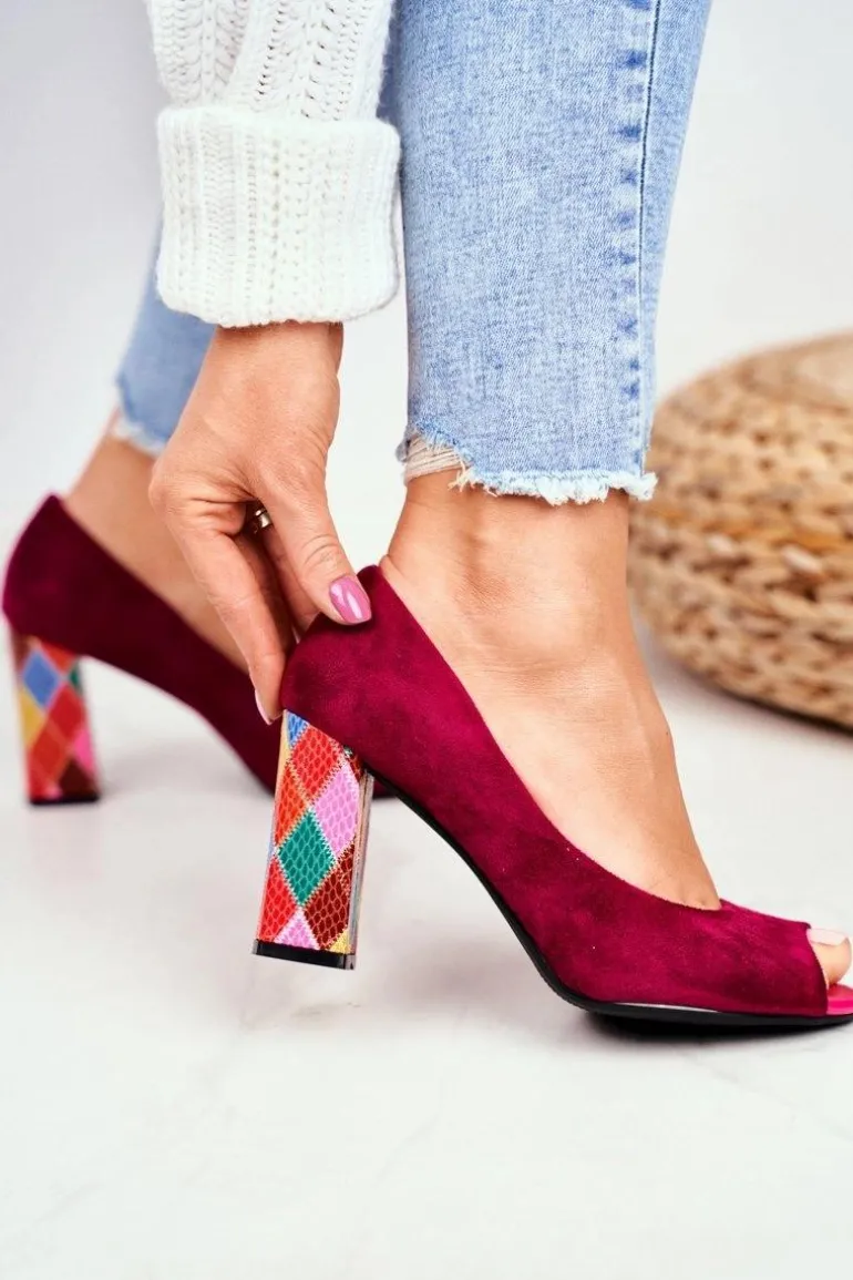 Zamszowe Czółenka Sergio Leone PB135 Fuksja