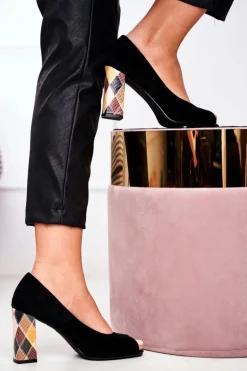 Zamszowe Czółenka Sergio Leone PB135 Czarne