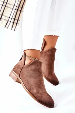 Zamszowe Damskie Botki Ocieplane Beżowe Joaliene