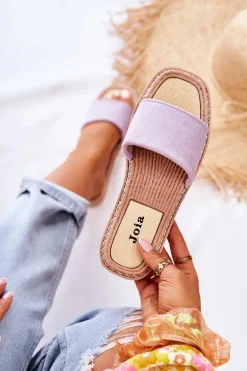 Zamszowe Damskie Klapki Fioletowe Sunset