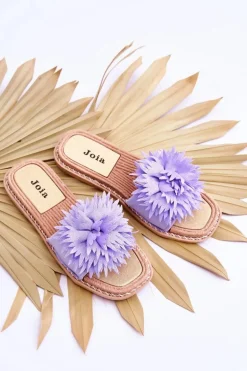 Zamszowe Damskie Klapki Z Ozdobą Fioletowe Giorgia