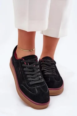 Zamszowe Damskie Sneakersy Daniel Lopez Just Dare SS2D4006 Czarne