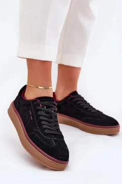 Zamszowe Damskie Sneakersy Daniel Lopez Just Dare SS2D4006 Czarne