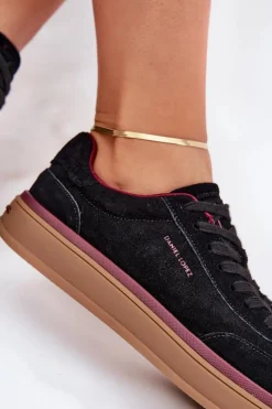 Zamszowe Damskie Sneakersy Daniel Lopez Just Dare SS2D4006 Czarne