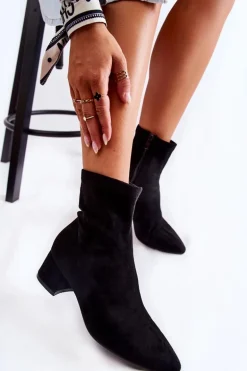 Zamszowe Damskie Wysokie Botki Czarne Gloriss