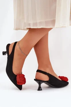 Zamszowe Eleganckie Czółenka Na Szpilce CheBello 4666 Czarne
