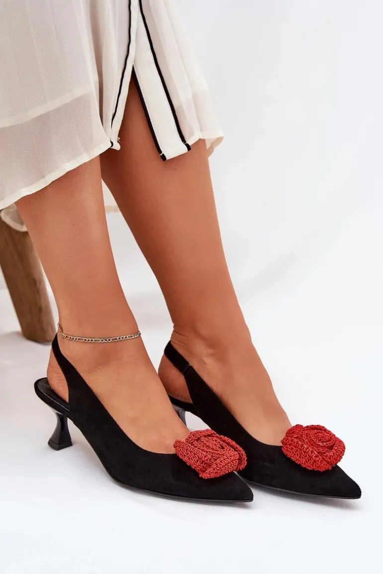 Zamszowe Eleganckie Czółenka Na Szpilce CheBello 4666 Czarne