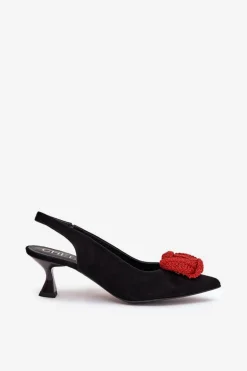 Zamszowe Eleganckie Czółenka Na Szpilce CheBello 4666 Czarne