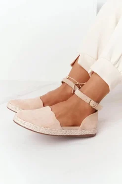 Zamszowe Espadryle Na Słomkowej Podeszwie S.Barski Beżowe