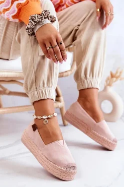 Zamszowe Espadryle Wsuwane Różowe Lesley