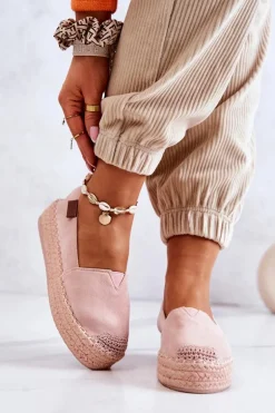 Zamszowe Espadryle Wsuwane Różowe Lesley